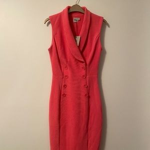 ASOS HOT PINK DOUBLE BREASTED BUTTON GRAD DRESS COLLAR COCKTAIL CHIC MIDI SHOWER